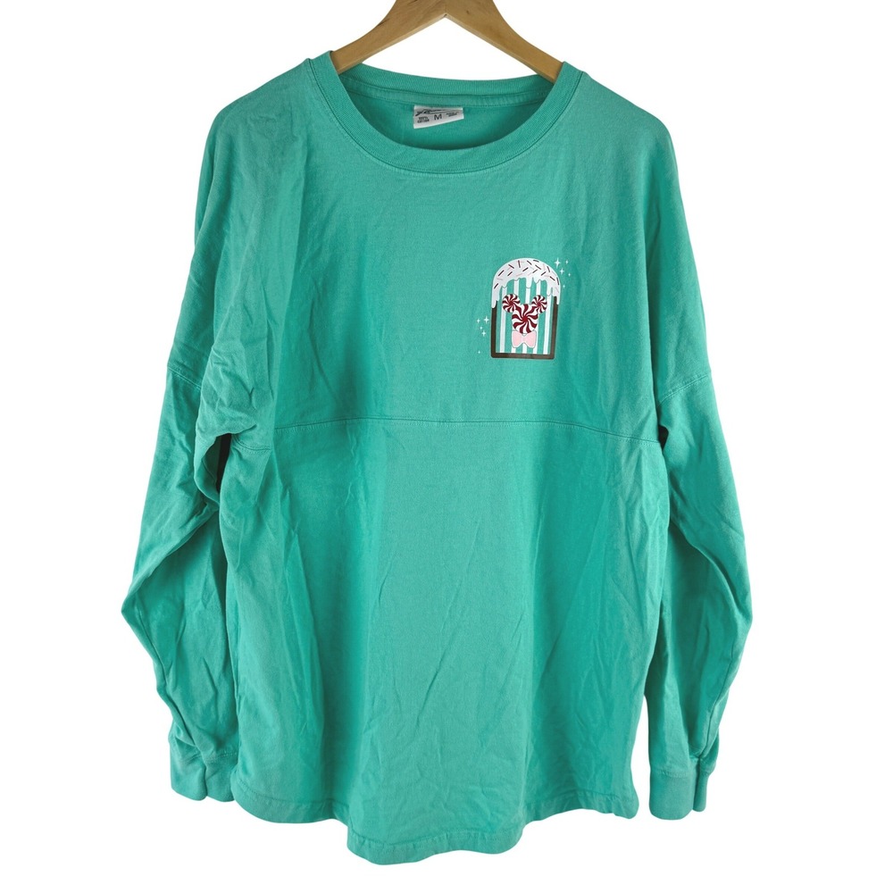 J America Spirit Jersey Long Sleeve T‎ Shirt Disney Christmas Mint Green Size M